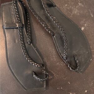 Reformation Black Leather Braided Sandals